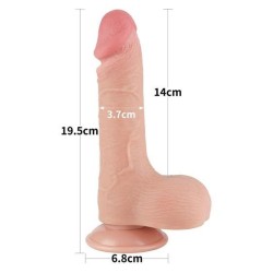 Dildo de pele deslizante de 7,5 polegadas (19,5x3,7 centímetros)