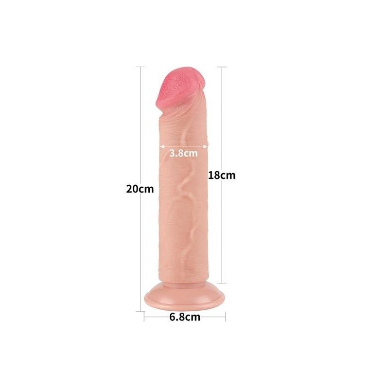 Dildo de pele deslizante de 8 polegadas (20x3,8cm) sem testículos