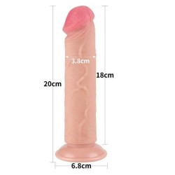 Dildo de pele deslizante de 8 polegadas (20x3,8cm) sem testículos