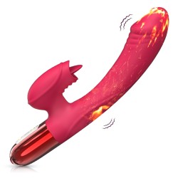 Vibrador Doble con lengua - con calor - Recargable 10 modos