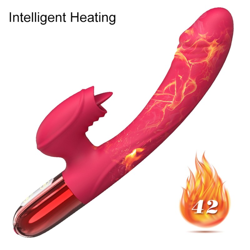 Vibrador Doble con lengua - con calor - Recargable 10 modos