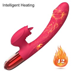 Double Vibrator with Tongue - Heated - Rechargeable 10 Modes