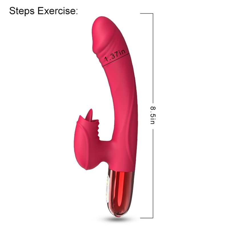 Vibrador Doble con lengua - con calor - Recargable 10 modos