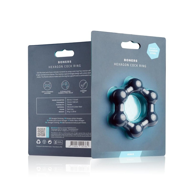 Anel hexagonal com esferas de aço