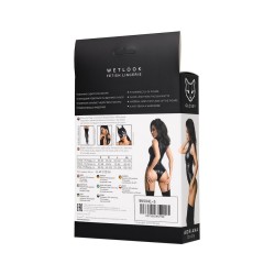 Adriana Wetlook Zippered Bodysuit Black Size S