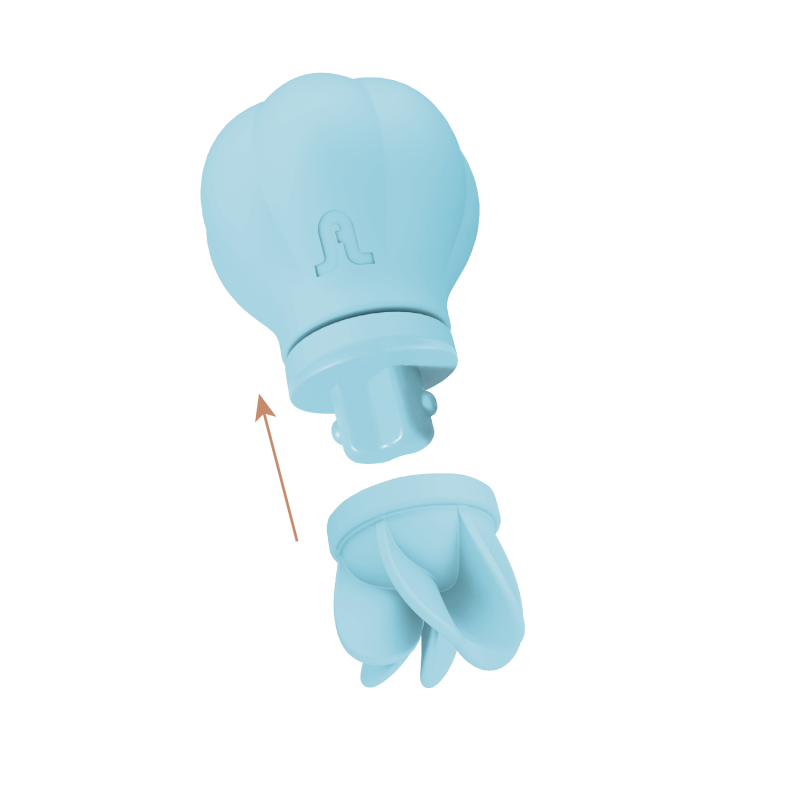 Caress Blue  - Mini vibrador clitorial y rotador Recargable - 5 cabezales