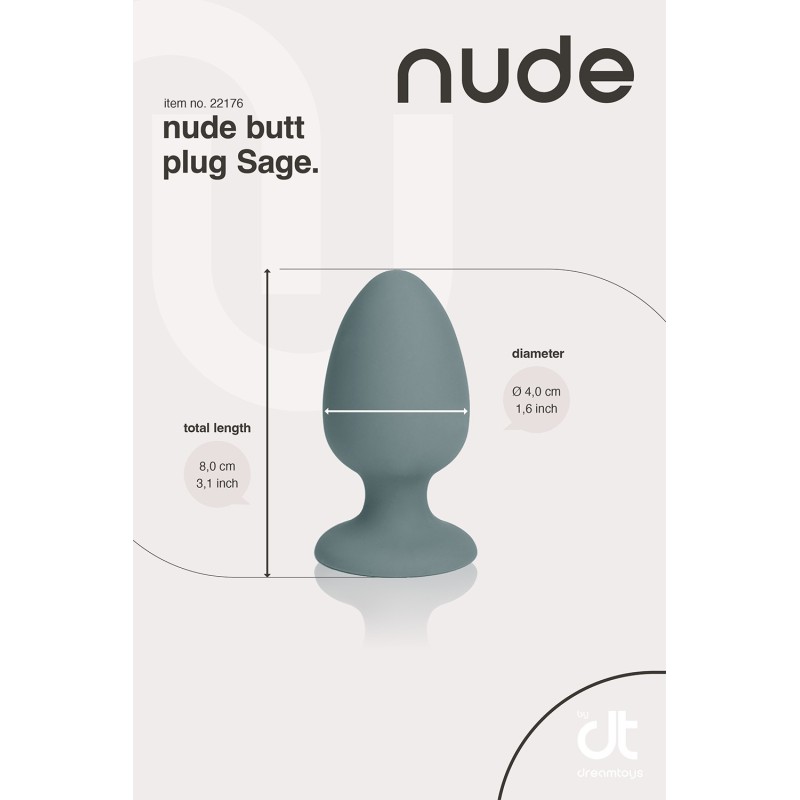 NUDE PLUG ANAL SÁLVIA COM BOLA INTERNA 8x4cm