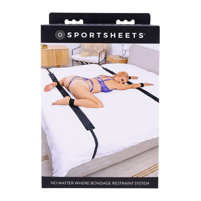 Kit de Amarração de Cama e Porta com 4 algemas SPORTSHEET - NÃO IMPORTA ONDE