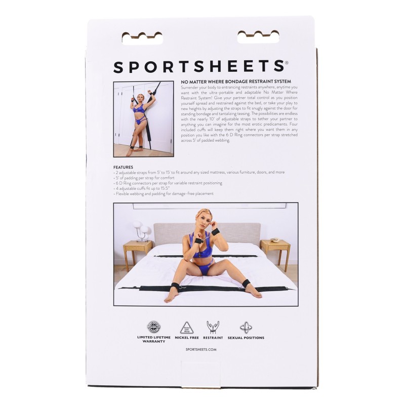 Bed and Door Tie Kit with 4 handcuffs SPORTSHEET - NO MATTER WHERE