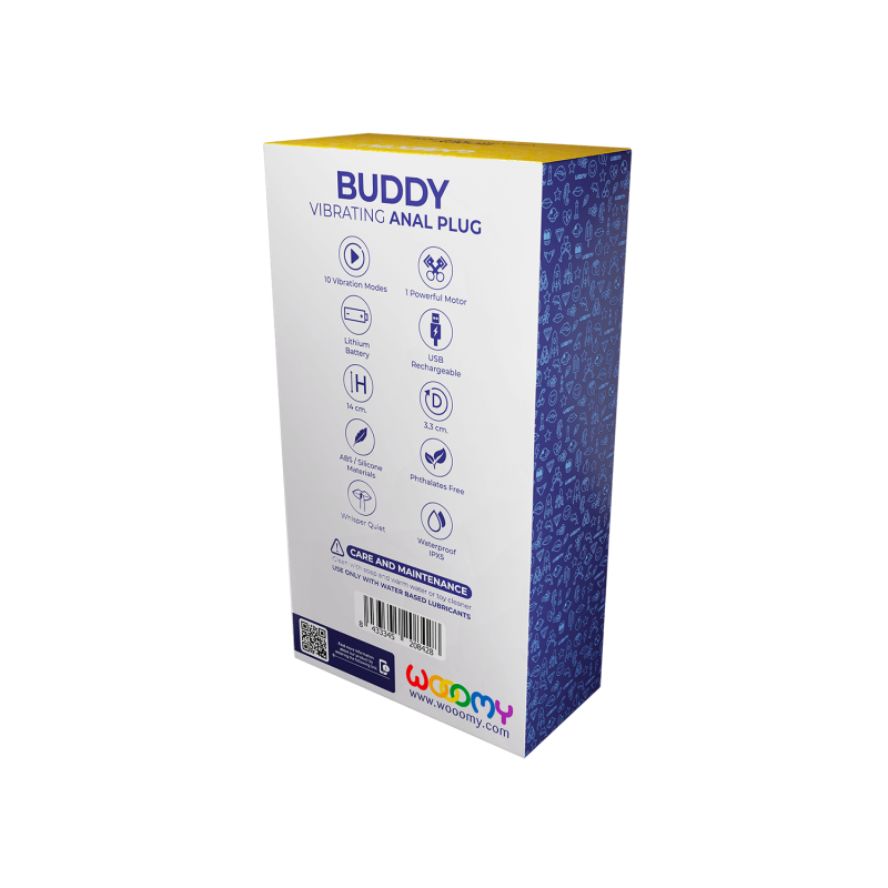 Buddy - Vibrador Recargable Anal 14x3,3cm - 10 modos