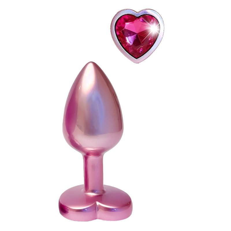 Jóia Anal Metálica Rosa Pérola S - Amor Reluzente - 7.1 x 2.7cm