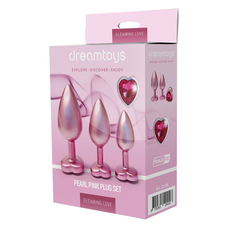 Set di gioielli anali metallizzati rosa perla - Amore scintillante