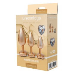 Set di gioielli anali metallici in oro perla - Amore scintillante