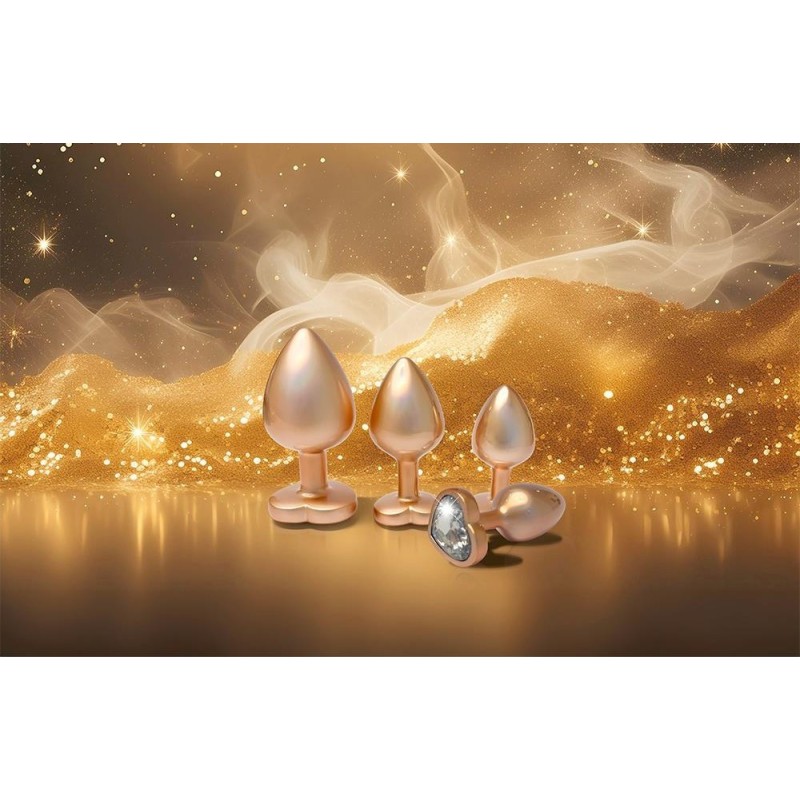 Parure de bijoux anal métallisé or perle - Gleaming Love