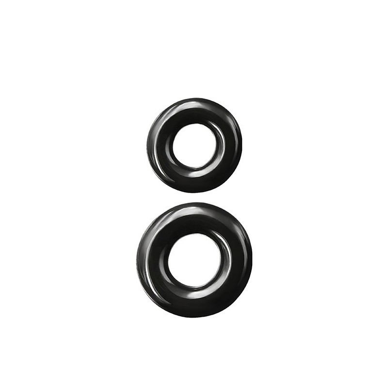 Kit 2 Penis Rings TPR Black - Double Stack - Renegade