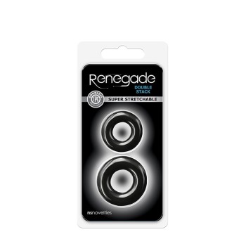 Kit 2 Anéis Penianos TPR Preto - Double Stack - Renegade 2