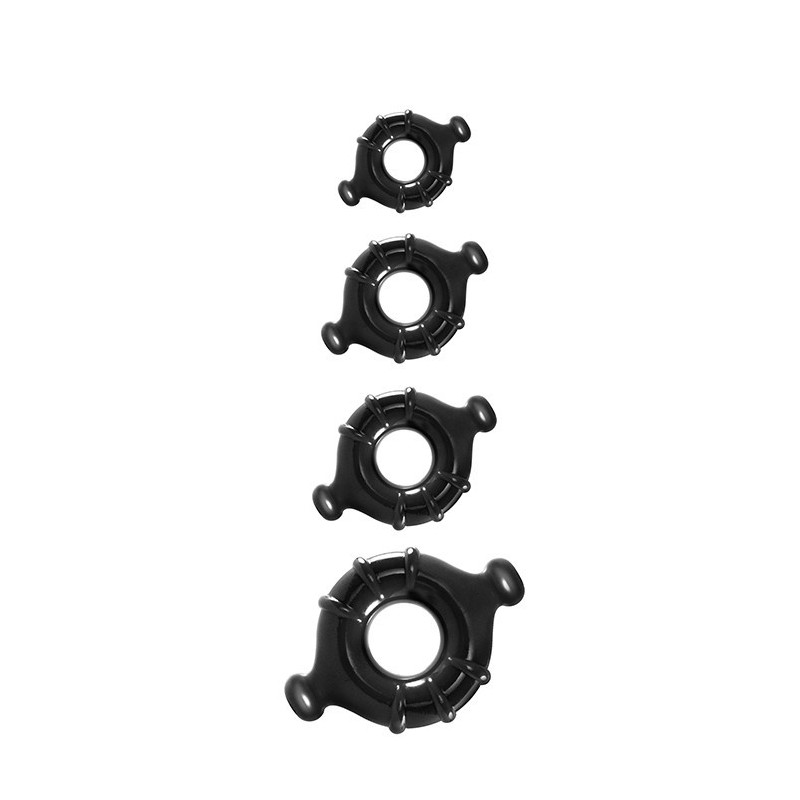 Set 4 Penisringe TPR Schwarz - Vitality Ringe - Renegade