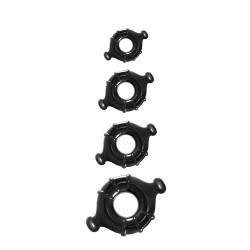 Kit 4 Penis Rings TPR Black - Vitality Rings - Renegade