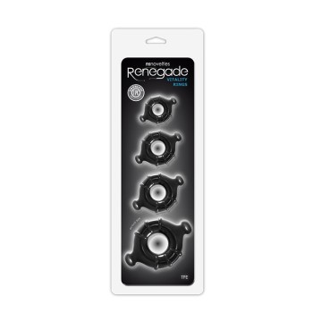 Kit 4 Anelli per il Pene TPR Nero - Anelli Vitality - Renegade 2
