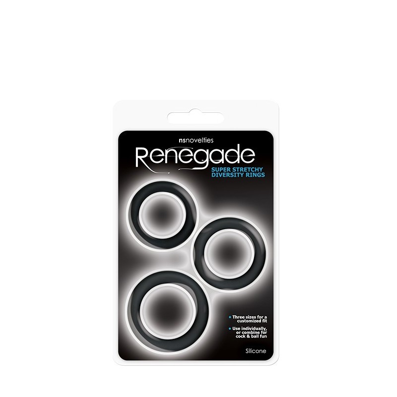Black Silicone Rings Kit 30, 35 and 40mm - Diversity Rings - Renegade