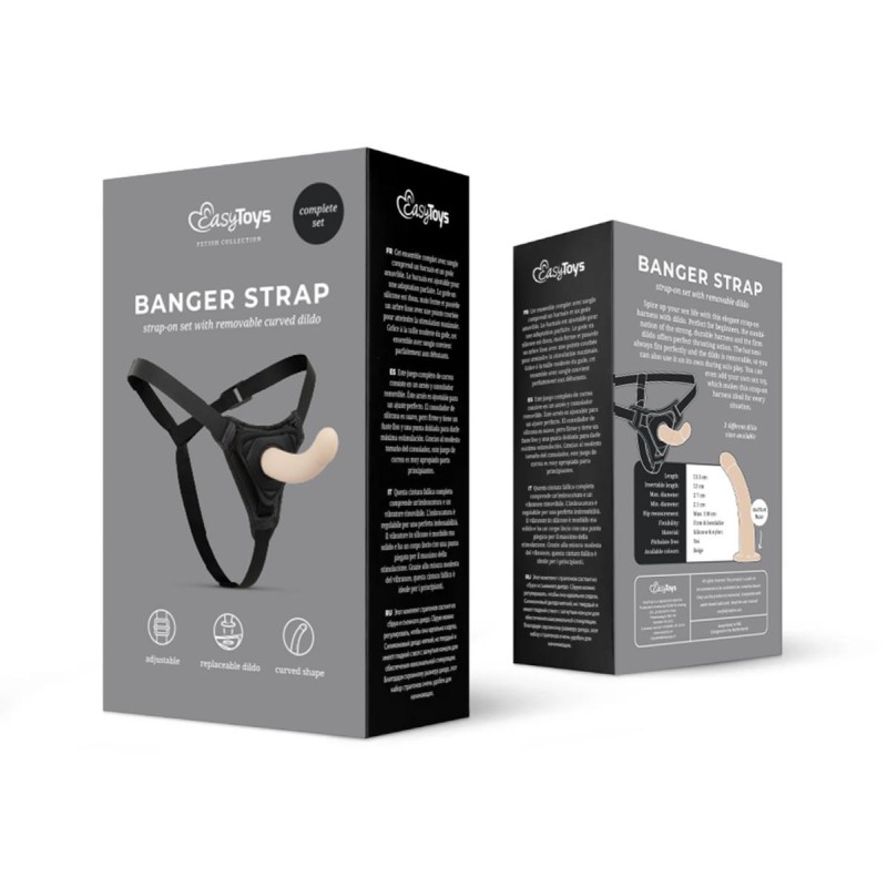 BANGER STRAP - Imbracatura con dildo curvo in silicone 13,5x3cm