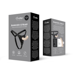 BANGER STRAP - Harness mit gebogenem Silikondildo 13,5x3cm