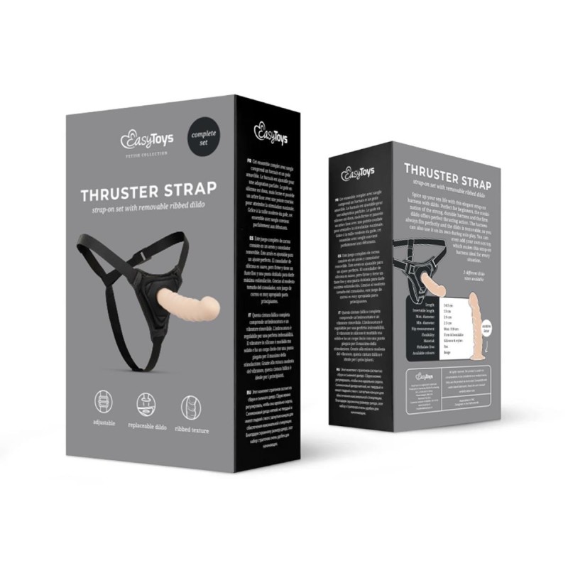 THRUSTER STRAP - Harnais godemichet en silicone semi-réaliste 14.5x3cm