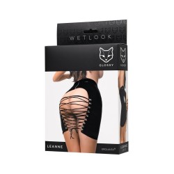 Offener Rock Leanne Wetlook Schwarz Nur Größe M