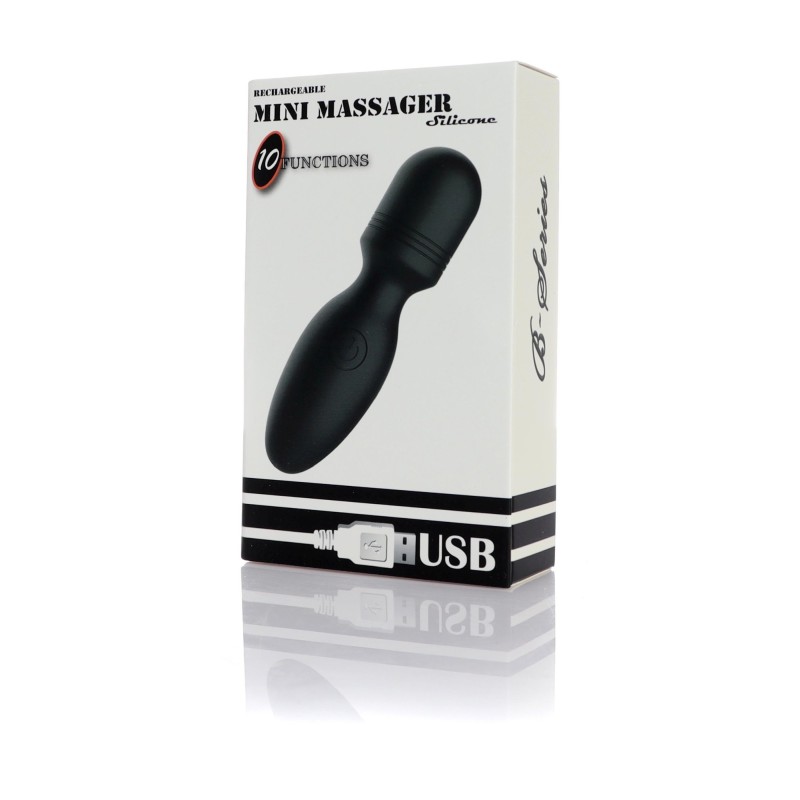 Mini Massager Wand Negro Recargable 10 modos