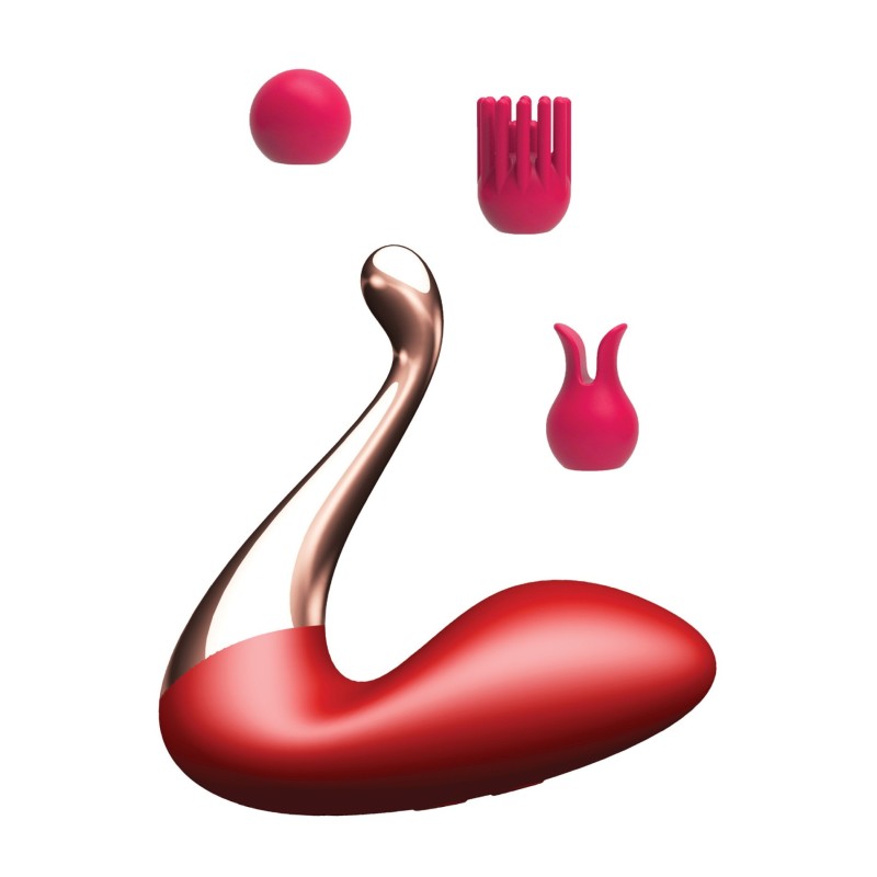 MASSAGGIATORE A CIGNO - Doppio vibratore - Doppia stimolazione - Teste intercambiabili - Ricaricabile 12 modalità