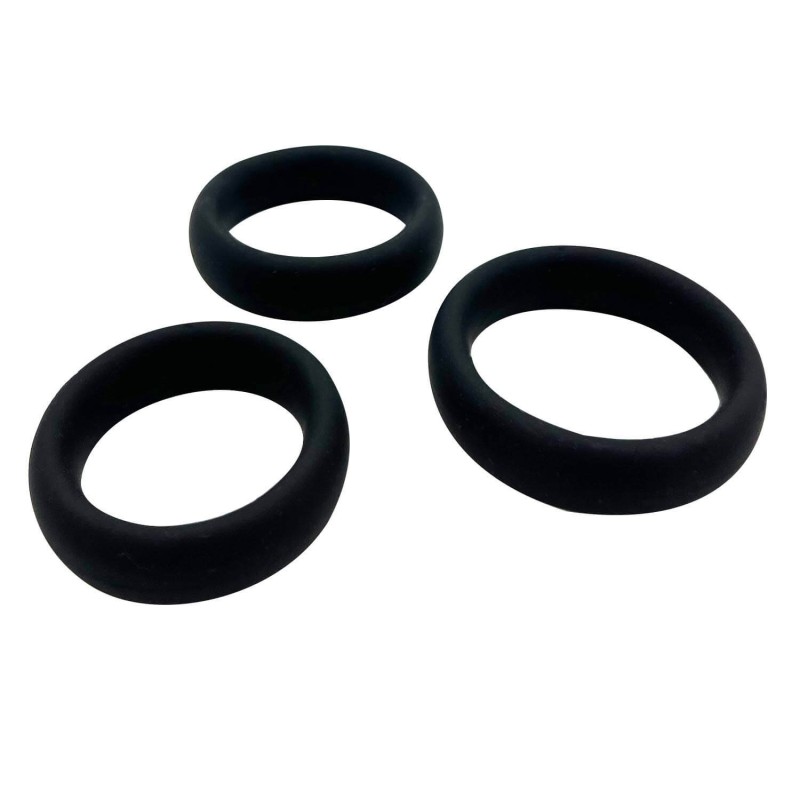 Kit 3 Anelli Piatti per il Pene Anelli Silicone Sensual Pleasure