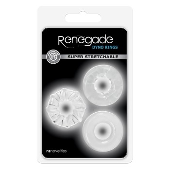 Kit 3 Transparent TPR Penis Rings - Dyno Rings - Renegade 2