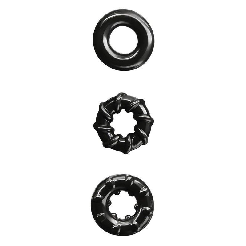 Kit 3 Anneaux Pénis TPR Noir - Dyno Rings - Renegade