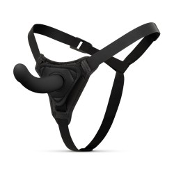 BANGER STRAP Black- Harness with black curved silicone dildo 13.5x3cm