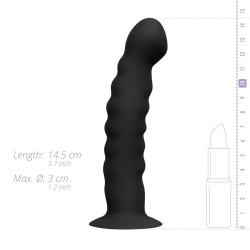 THRUSTER STRAP Black - Halbrealistisches schwarzes Silikon-Dildogeschirr 14,5x3cm