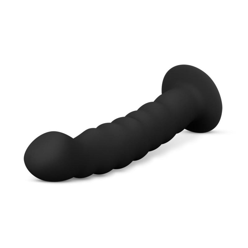 THRUSTER STRAP Negro - Arnés con dildo negro semirrealista de silicona 14,5x3cm