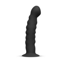 THRUSTER STRAP Black - Halbrealistisches schwarzes Silikon-Dildogeschirr 14,5x3cm
