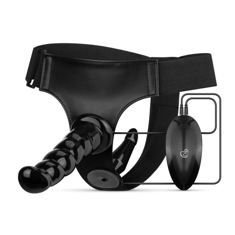 DOUBLE VIBRATING HARNESS Black