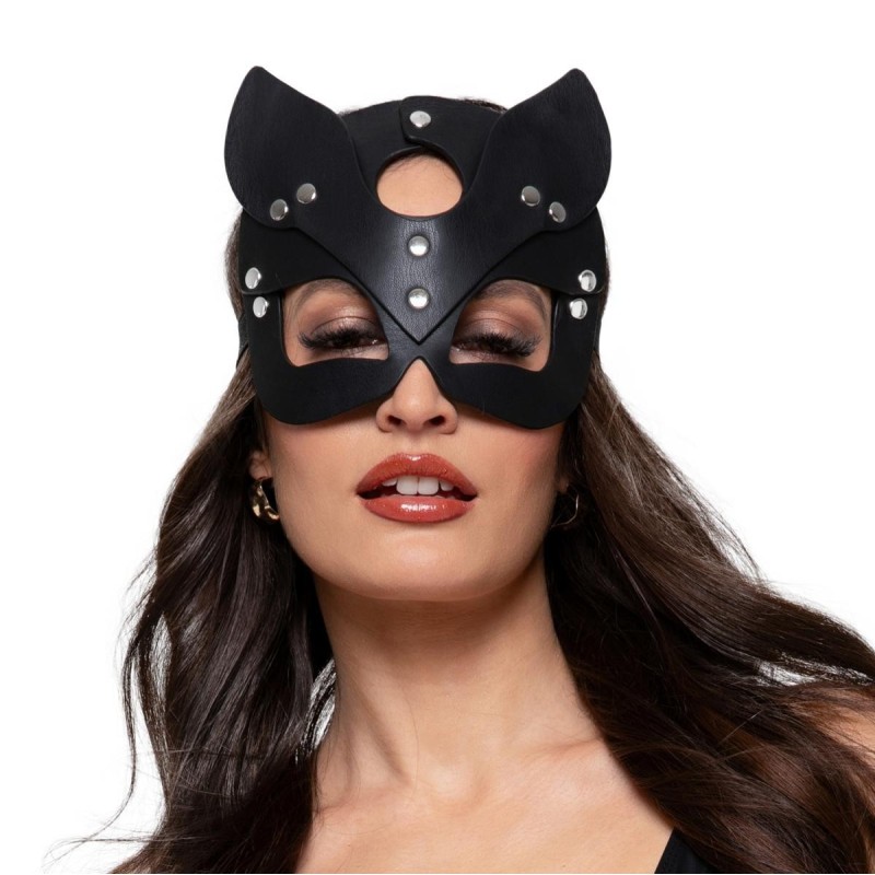 Kinky Kitty Maschera Gatto In Pelle Vegana - Nero