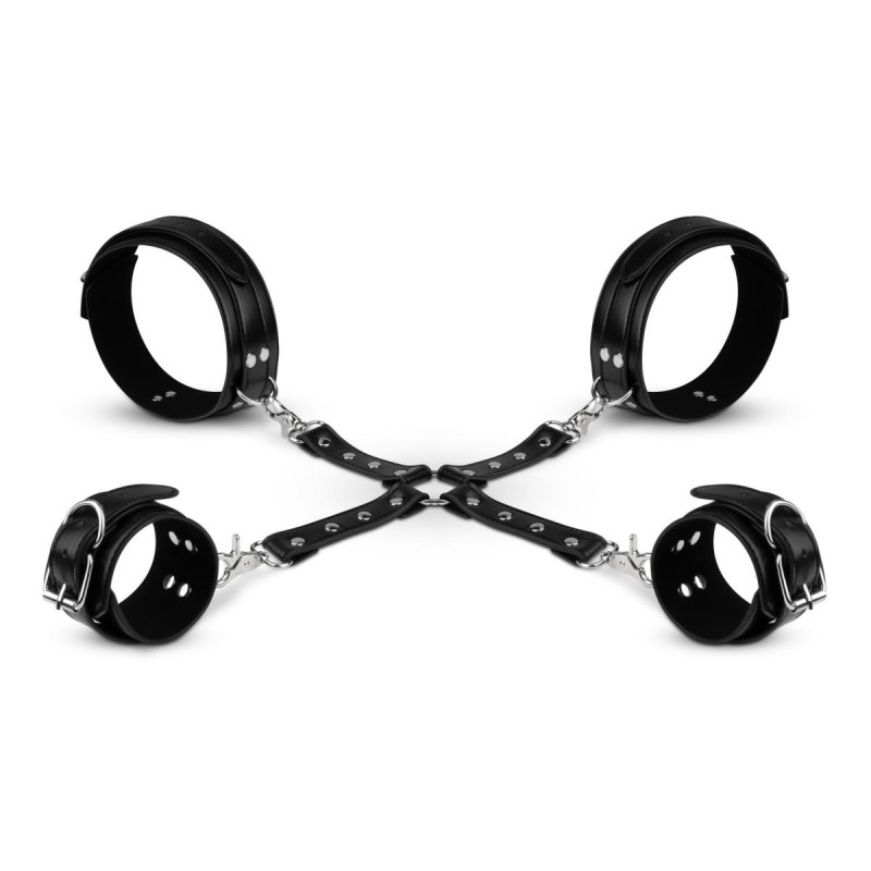 Hogtie pour les mains et les cuisses - avec menottes - Noir