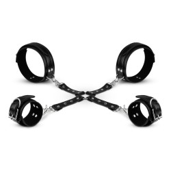 Hogtie para mãos e coxas - com algemas - Preto