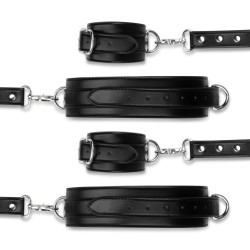 Hogtie für Hände und Oberschenkel - mit Handschellen - Schwarz