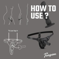 STRAP on Dildo Black - Harness mit schwarzem Silikondildo 13x2,8cm