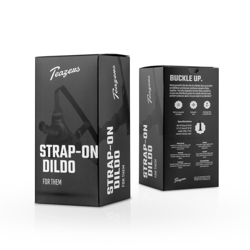 STRAP on Dildo Noir - Harnais avec gode en silicone noir 13x2.8cm