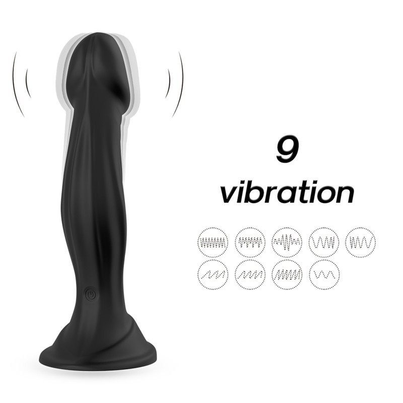 Optimus Black - Vibrador Recarregável 9 modos e 18cm
