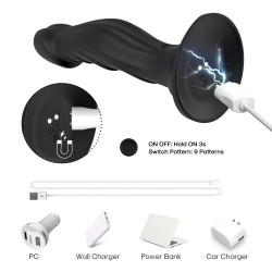 Optimus Black - Rechargeable Vibrator 9 modes and 18cm