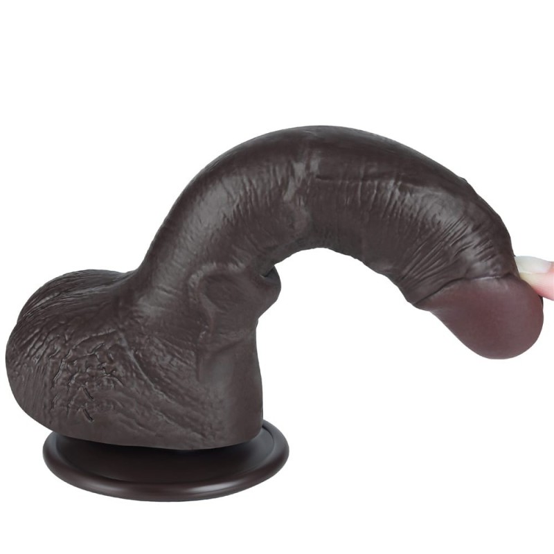 Dildo nero con pelle scorrevole 7,5 pollici (19,5x3,5 cm)