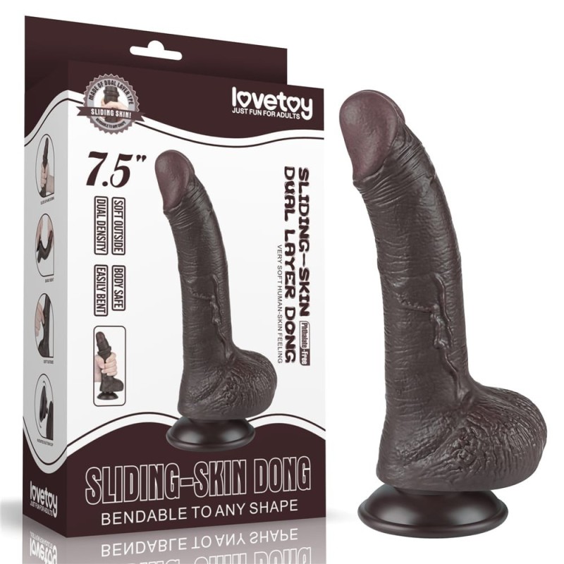 Schwarzer Dildo mit Gleithaut 7,5 Zoll (19,5 x 3,5 cm)