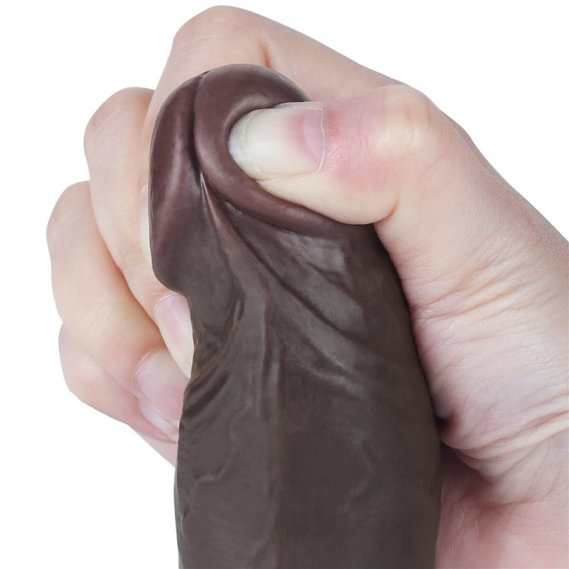 Vibrador preto com pele deslizante 8 polegadas (20x3,9cm)