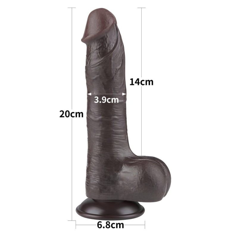 Vibrador preto com pele deslizante 8 polegadas (20x3,9cm)